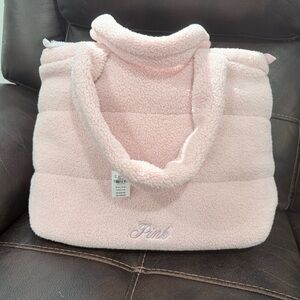 PINK Victoria's Secret Light Pink Sherpa Tote
